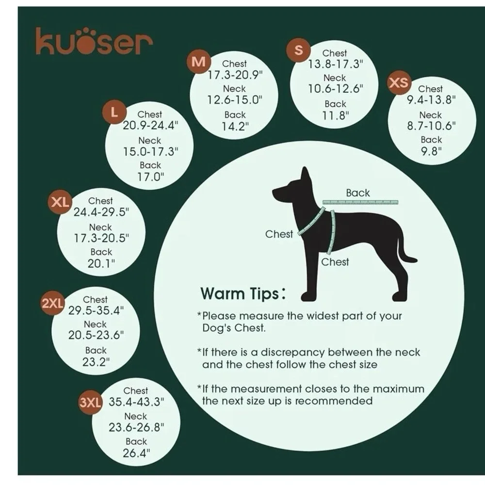 Kuoser  Warm Dog Coat Reversible Dog Jacket Waterproof Brown Plaid Size L‎